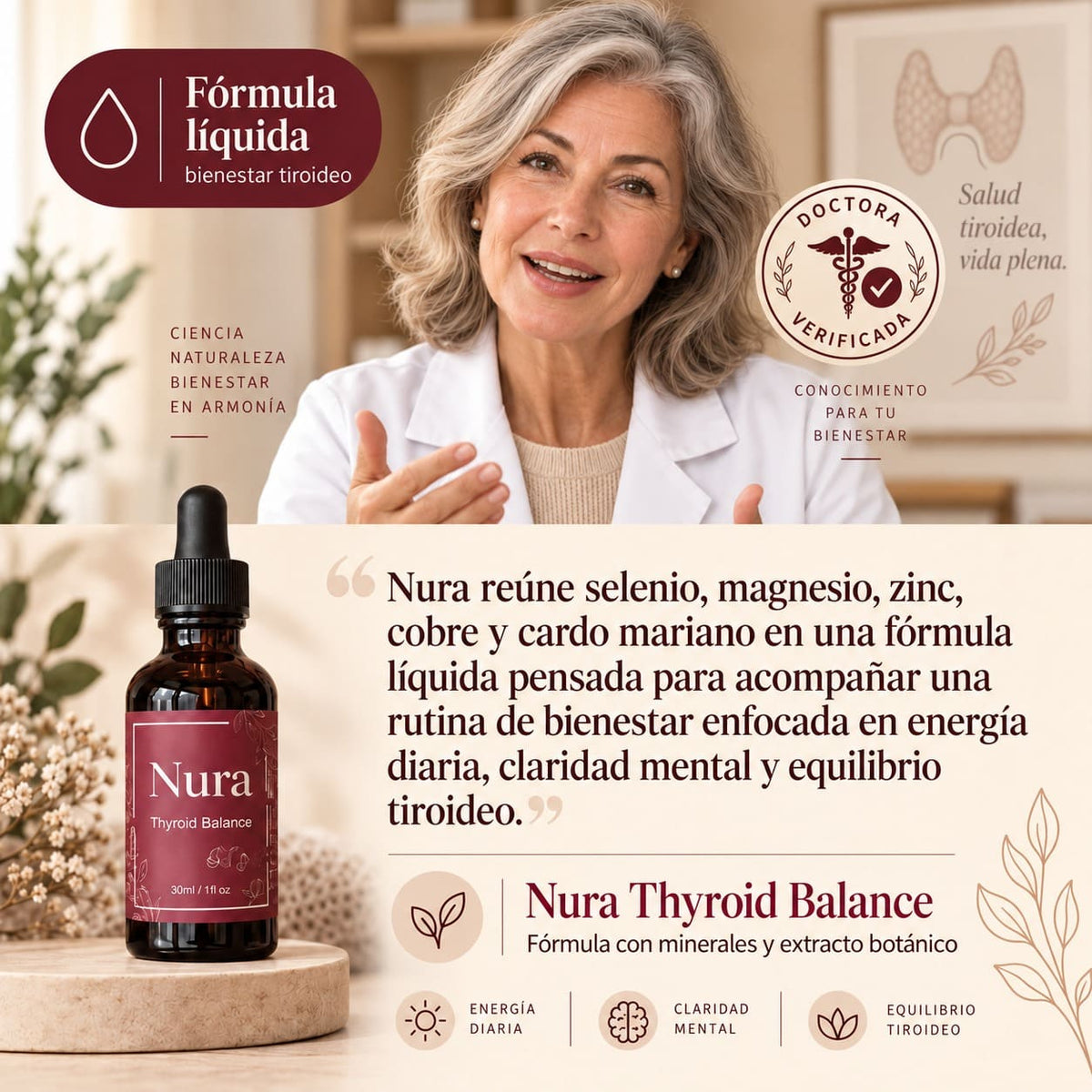 NURA™, Gotas para el equilibrio tiroideo | Despierta un higado lento, mejora el metabolismo y tu energía diaria + Receta de modo de uso