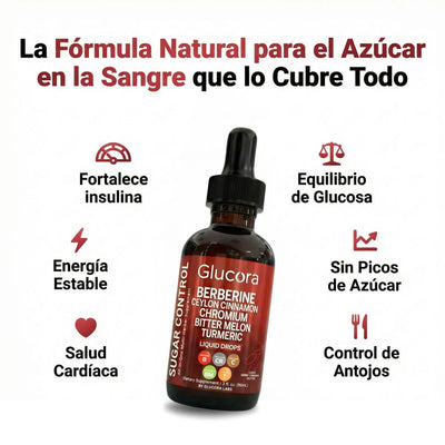 GLUCORA™, gotas de berberine | Controla el Azúcar , mejora el metabolismo y tu energía diaria + Receta de modo de uso