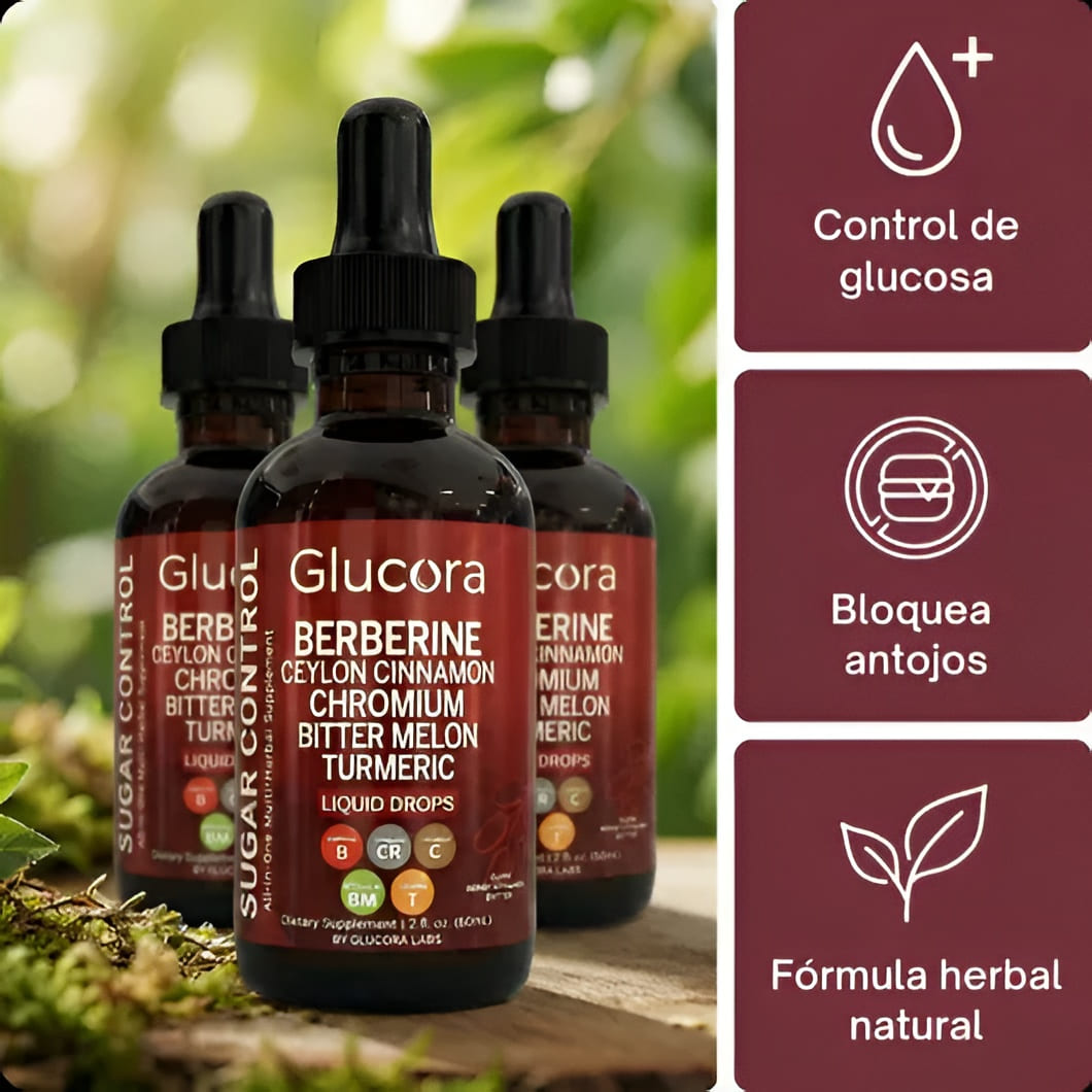 GLUCORA™, gotas de berberine | Controla el Azúcar , mejora el metabolismo y tu energía diaria + Receta de modo de uso