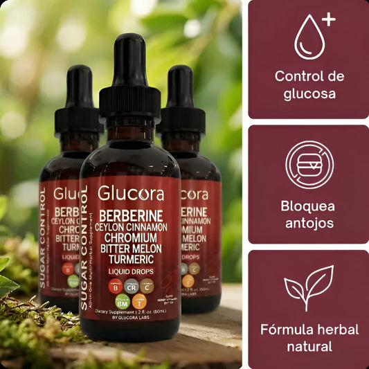 GLUCORA™, gotas de berberine | Controla el Azúcar , mejora el metabolismo y tu energía diaria + Receta de modo de uso